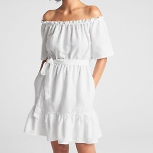 Gap Off The Shoulder Tiered Ruffle Linen Dress